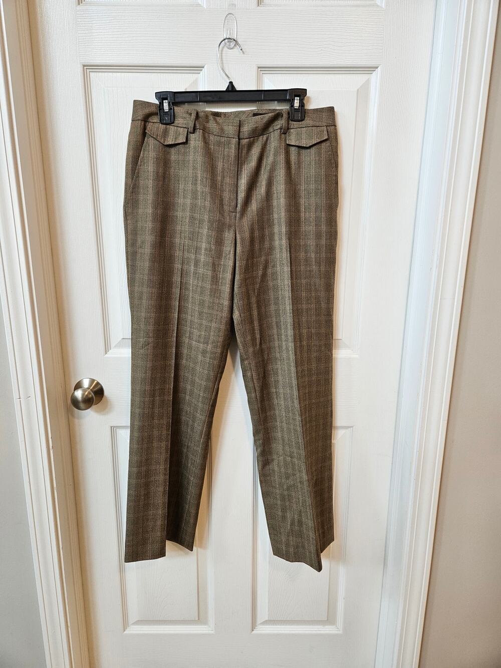 Brooks Brothers Women's Wool Dress Pants Size 10 Brown Plaid VBC Italy Lined